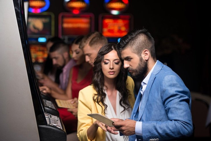Dealer profesional imeislot menjalankan meja Texas Hold'em Bonus di studio live